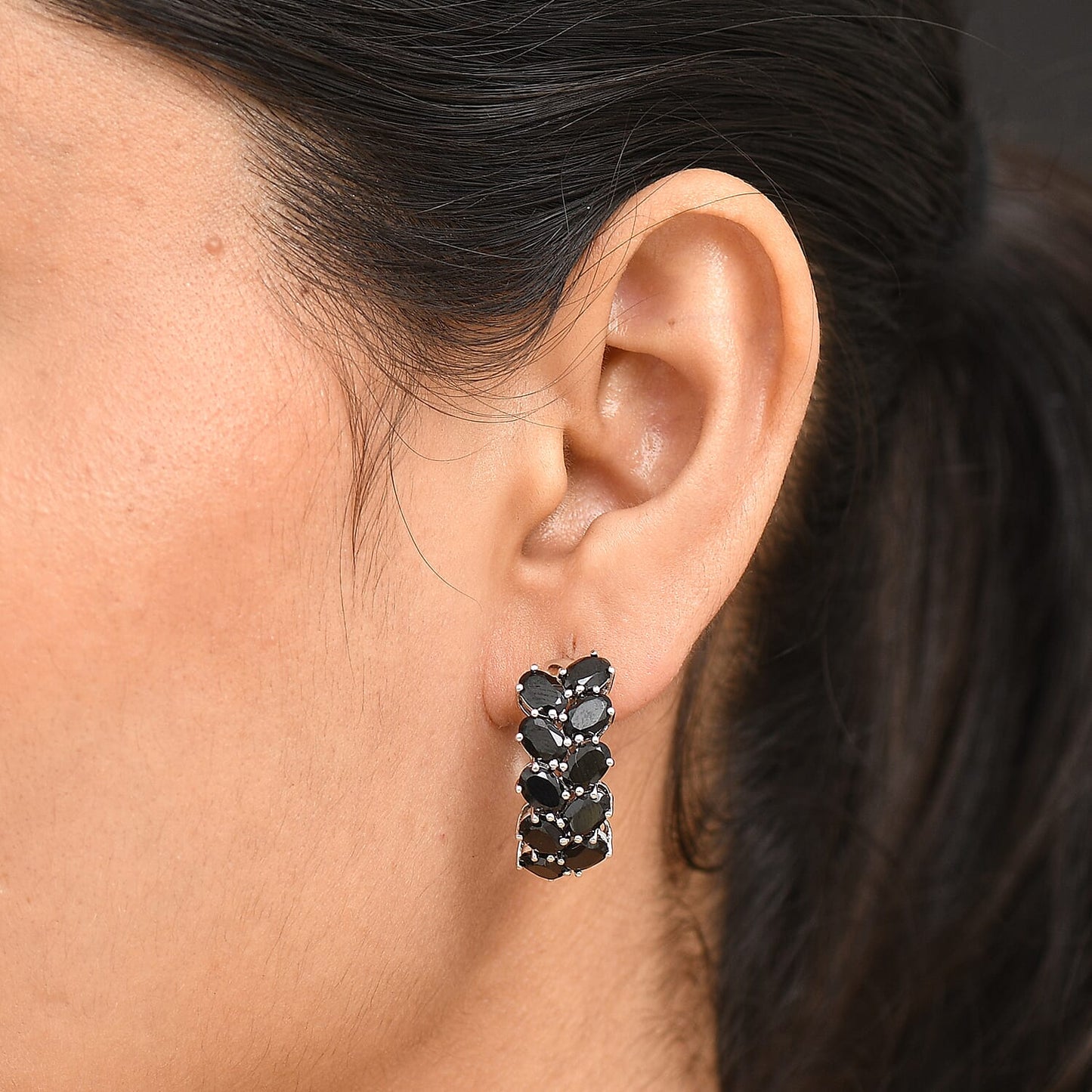 Chevron Hoop Earrings in Platinum Bond Finish