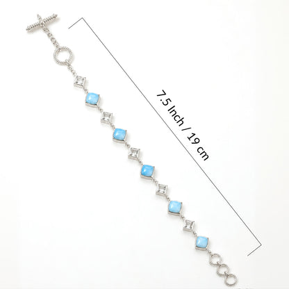 Larimar and Sky Blue Topaz Bracelet with Toggle Lock, Silver