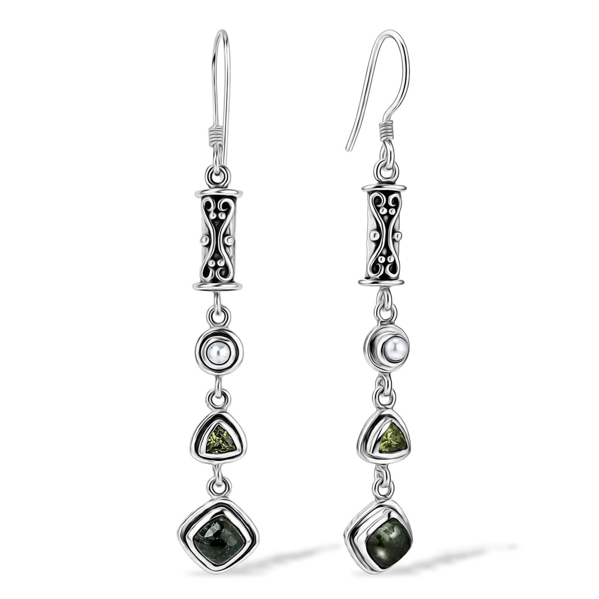 Seraphinite Earrings - Rare Sterling Silver Crystal Jewelry