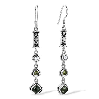 Seraphinite Earrings - Rare Sterling Silver Crystal Jewelry