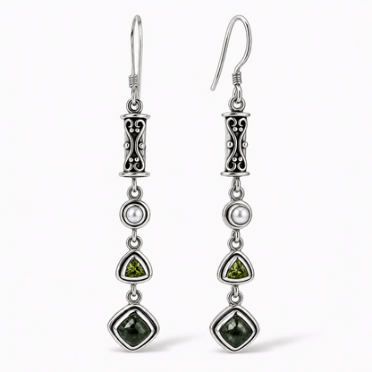 Seraphinite Earrings - Rare Sterling Silver Crystal Jewelry