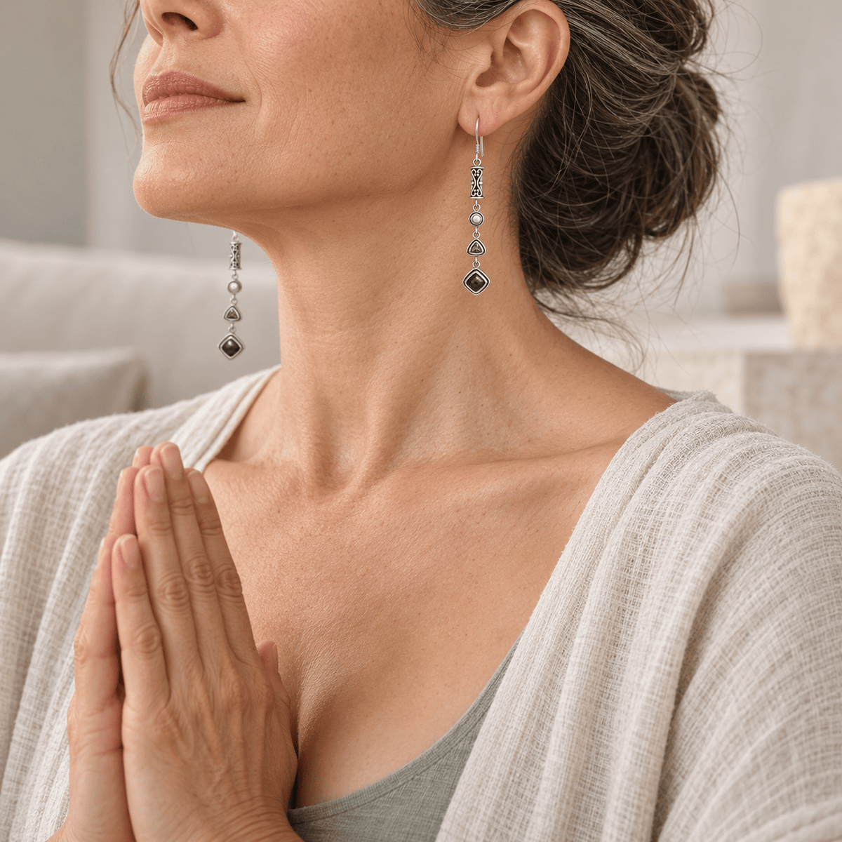 Seraphinite Earrings - Rare Sterling Silver Crystal Jewelry