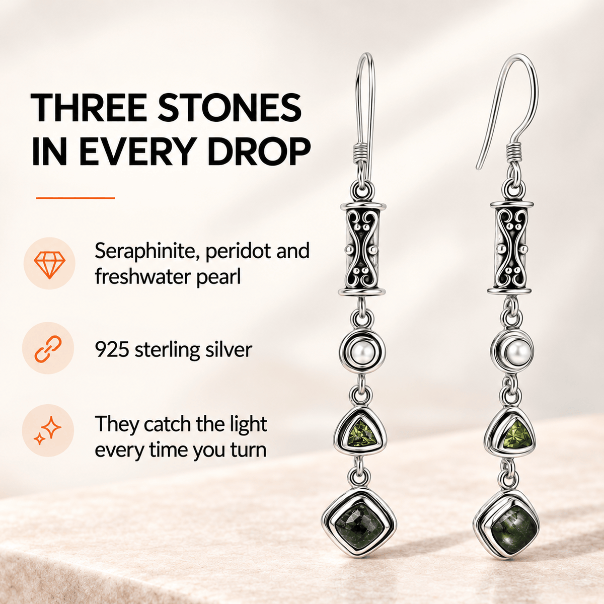 Seraphinite Earrings - Rare Sterling Silver Crystal Jewelry