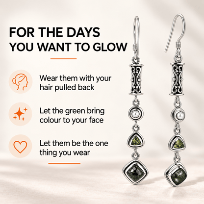 Seraphinite Earrings - Rare Sterling Silver Crystal Jewelry
