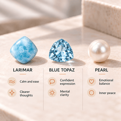 Larimar Ring - Sterling Silver with Freshwater Pearls