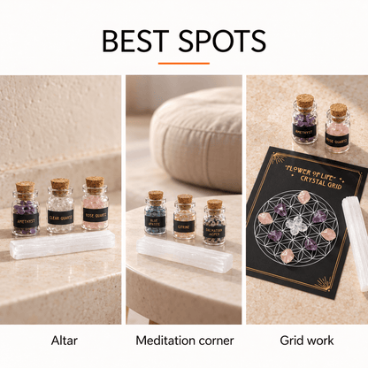 Witchcraft Crystal Kit - 50 Labeled Gemstones and Selenite