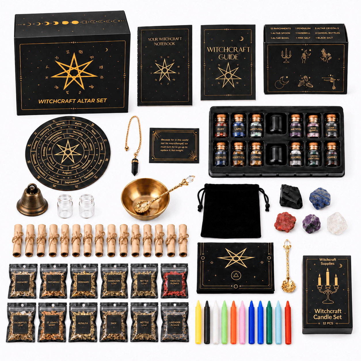 Wiccan Altar Kit- 65-Piece Spell and Ritual Set