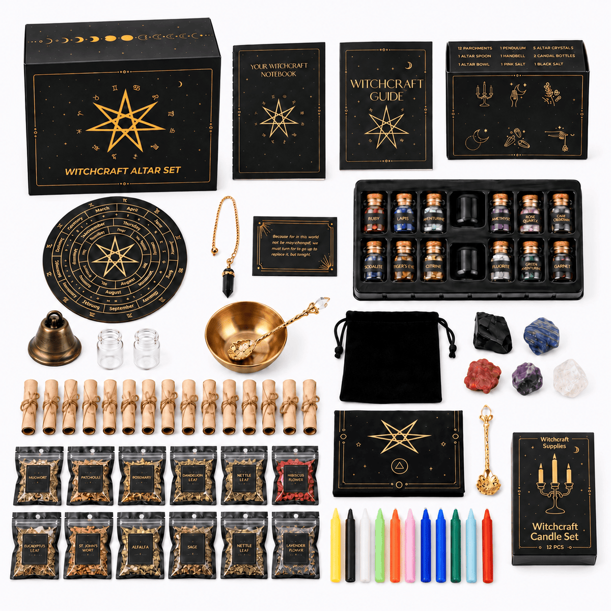 Wiccan Altar Kit- 65-Piece Spell and Ritual Set