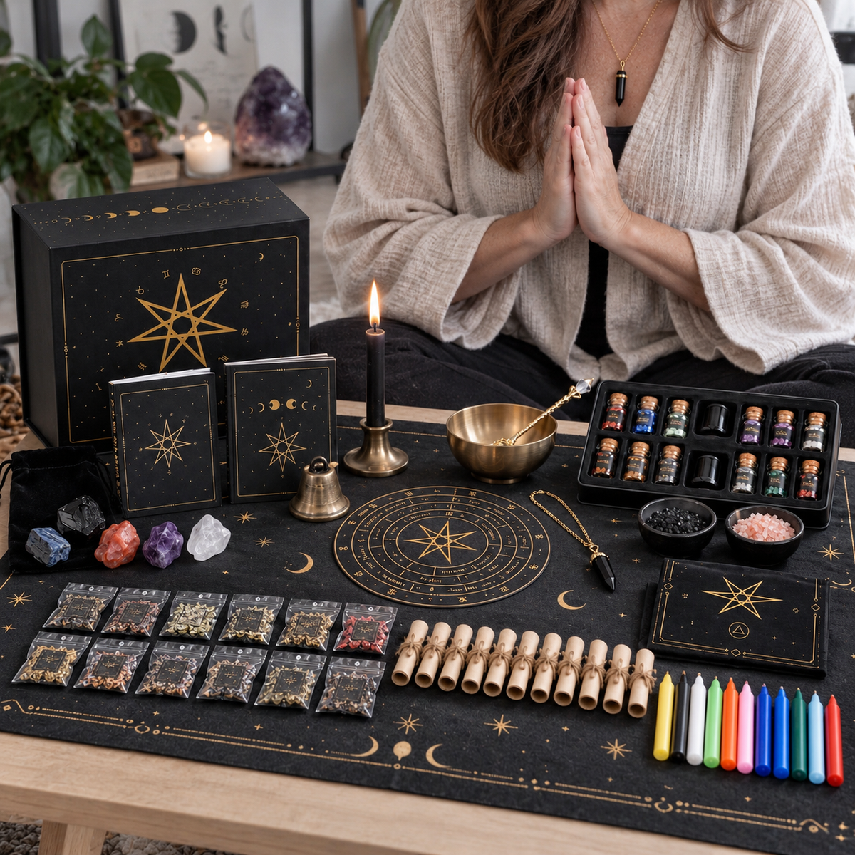 Wiccan Altar Kit- 65-Piece Spell and Ritual Set