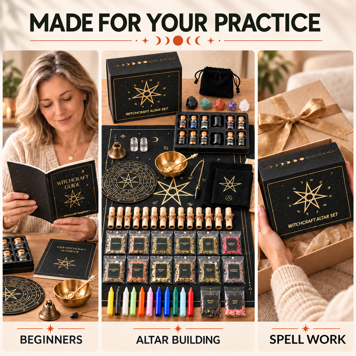 Wiccan Altar Kit- 65-Piece Spell and Ritual Set