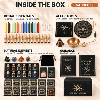 Wiccan Altar Kit- 65-Piece Spell and Ritual Set