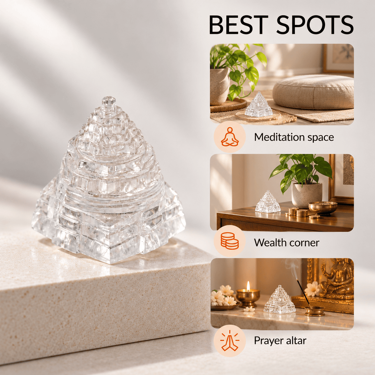Clear Quartz Sri Yantra – Meditation Crystal for Clarity