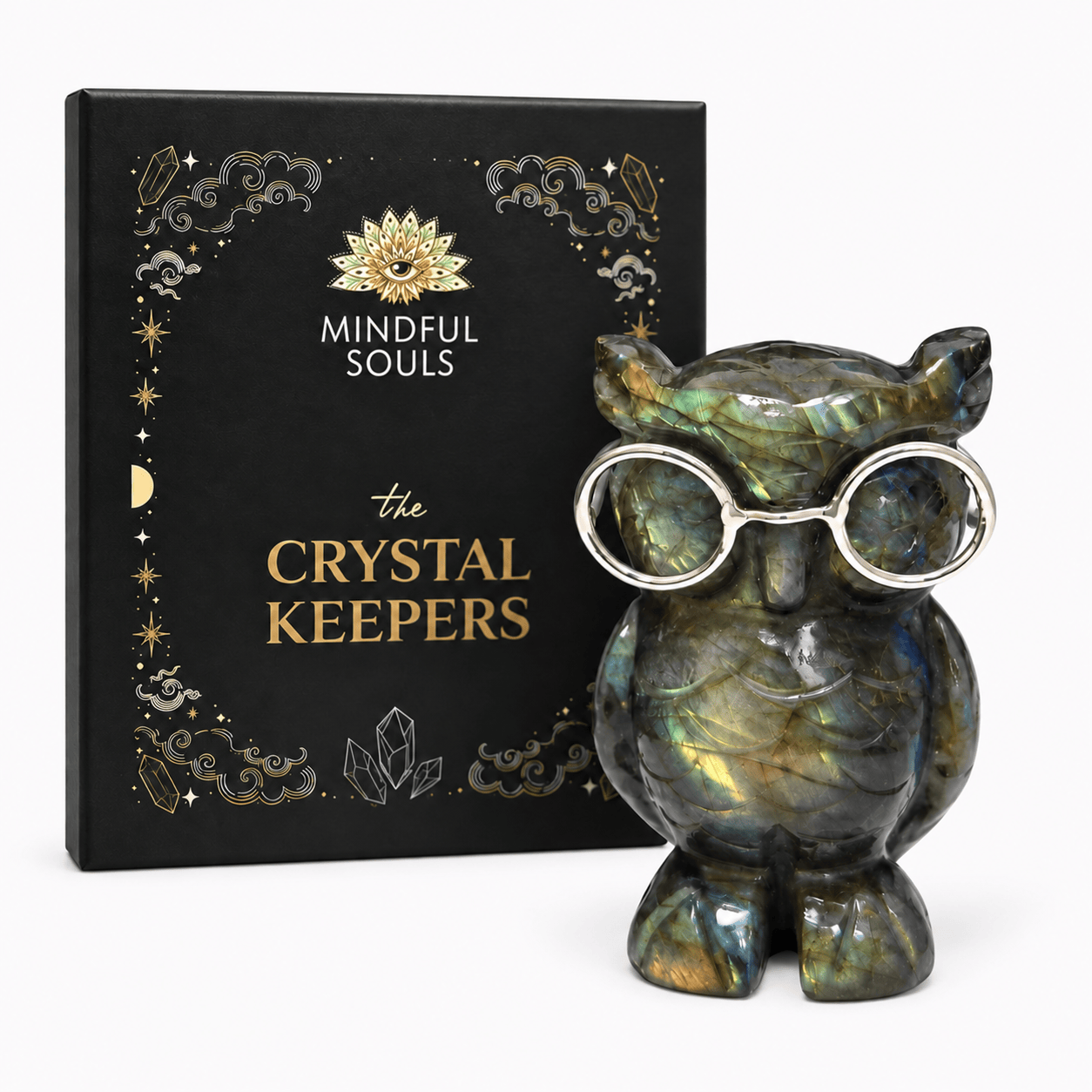 Labradorite Owl Figurine – Rare Crystal Collectible of Wisdom & Guidance