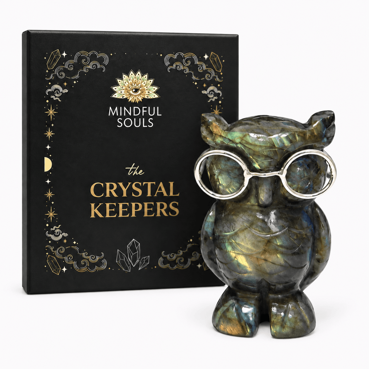 Labradorite Owl Figurine – Rare Crystal Collectible of Wisdom & Guidance