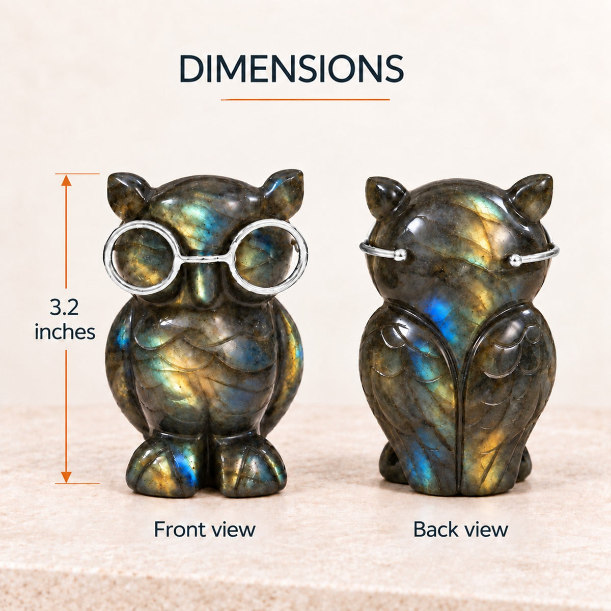 Labradorite Owl Figurine – Rare Crystal Collectible of Wisdom & Guidance