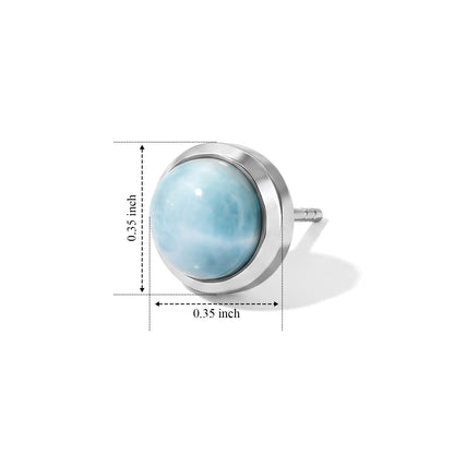 Larimar Round Stud Earrings – Sky Blue Gemstone Jewelry