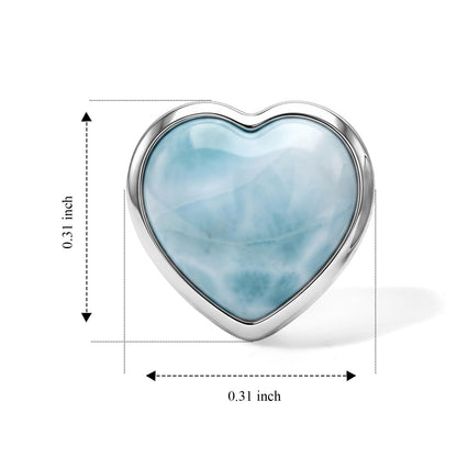 Larimar Heart Earrings – Caribbean Blue Stone in Sterling Silver