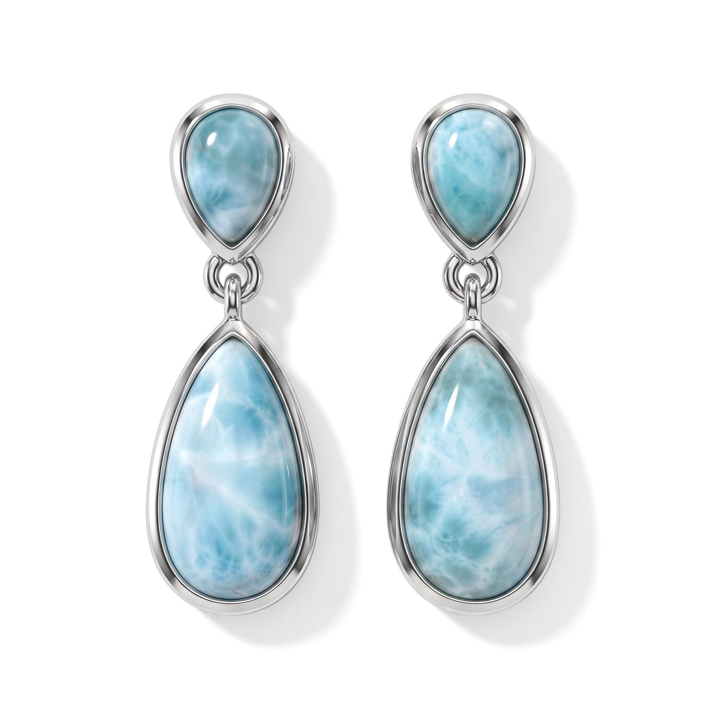 Larimar Earrings – Caribbean Blue Sterling Silver Drops