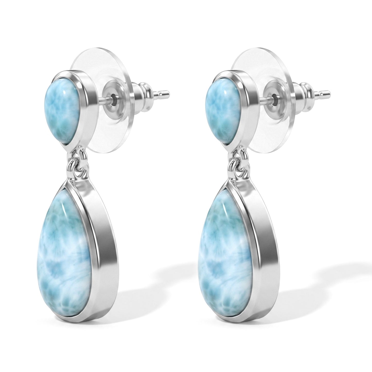 Larimar Earrings – Caribbean Blue Sterling Silver Drops