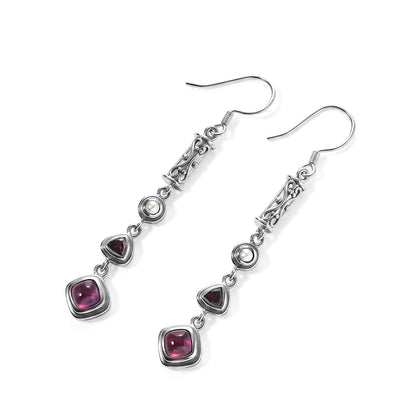 Ruby Red Pearl Drop Earrings  – Sterling Silver Jewelry