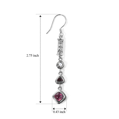 Ruby Red Pearl Drop Earrings  – Sterling Silver Jewelry