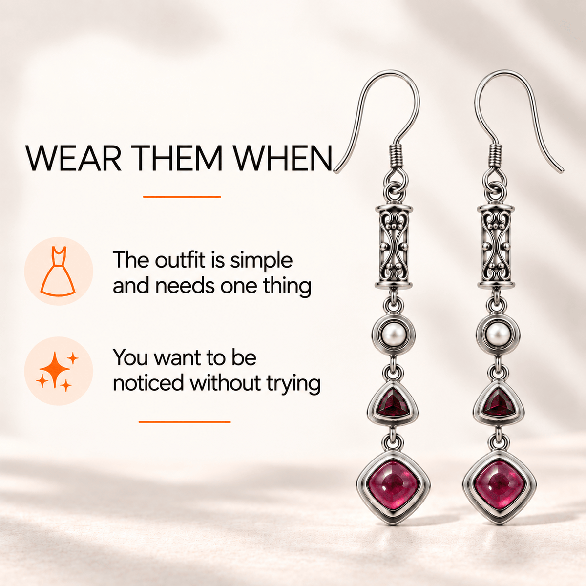 Ruby Red Pearl Drop Earrings  – Sterling Silver Jewelry