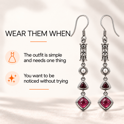 Ruby Red Pearl Drop Earrings  – Sterling Silver Jewelry