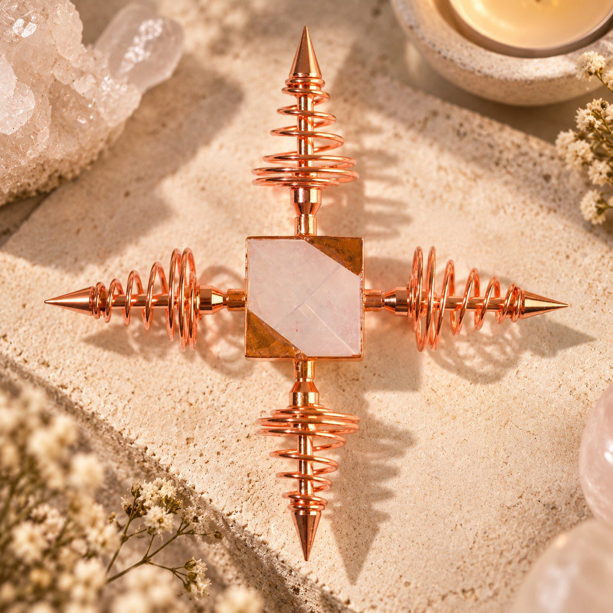 Crystal Energy Generator - Clear Quartz and Green Jade