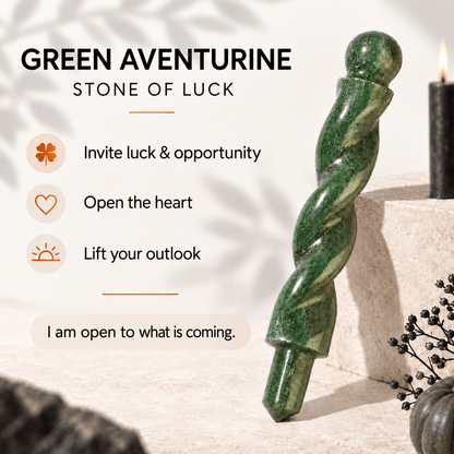 Natural Green Jade Spiral Wand – Luck and Abundance