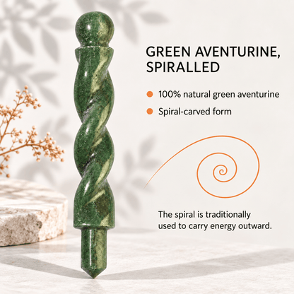 Natural Green Jade Spiral Wand – Luck and Abundance