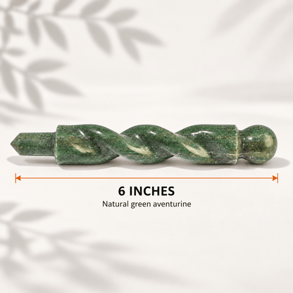 Natural Green Jade Spiral Wand – Luck and Abundance