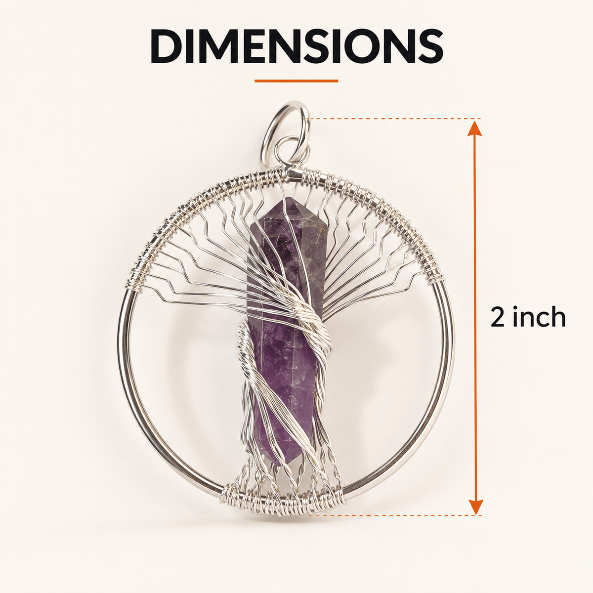 Natural Wire Wrapped Crystal Tree of Life Pendant for Growth
