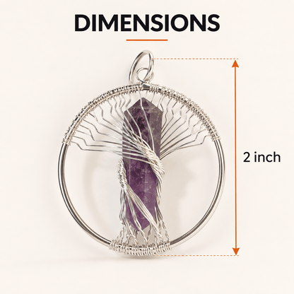 Natural Wire Wrapped Crystal Tree of Life Pendant for Growth