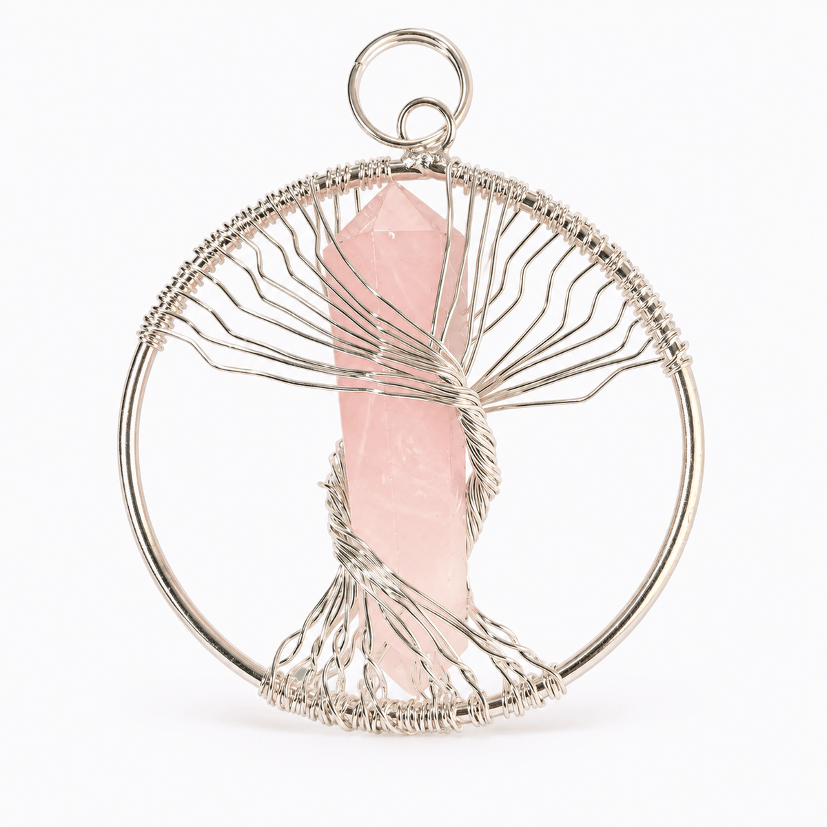 Natural Wire Wrapped Crystal Tree of Life Pendant for Growth