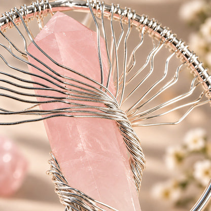 Natural Wire Wrapped Crystal Tree of Life Pendant for Growth