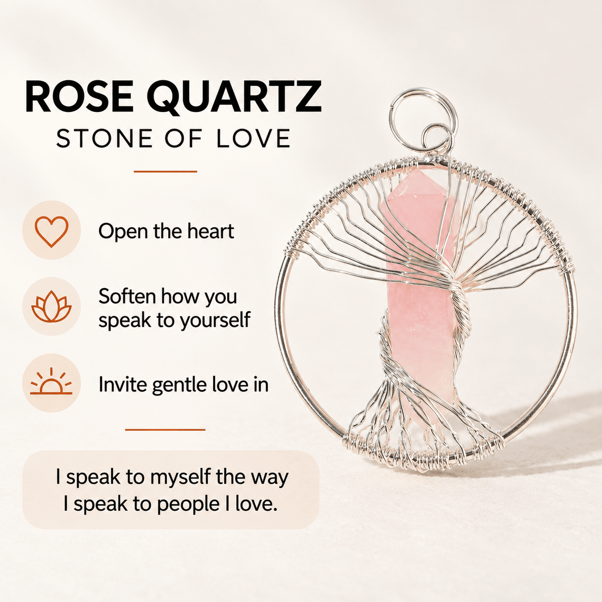 Natural Wire Wrapped Crystal Tree of Life Pendant for Growth