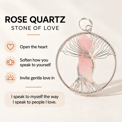Natural Wire Wrapped Crystal Tree of Life Pendant for Growth