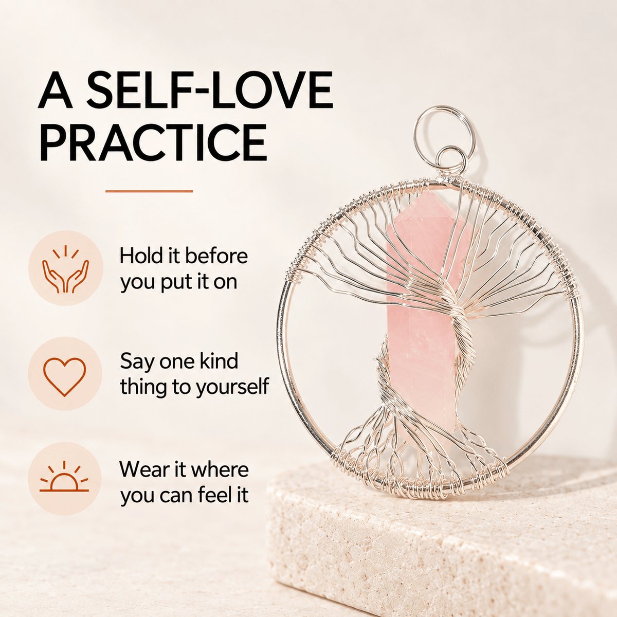 Natural Wire Wrapped Crystal Tree of Life Pendant for Growth