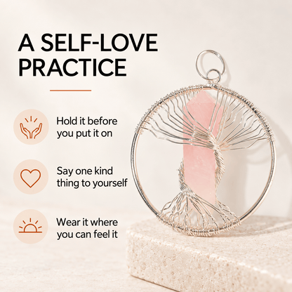 Natural Wire Wrapped Crystal Tree of Life Pendant for Growth
