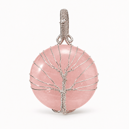 Rose Quartz Tree of Life Pendant - Self-Love Crystal Gift