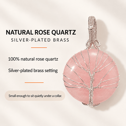 Rose Quartz Tree of Life Pendant - Self-Love Crystal Gift