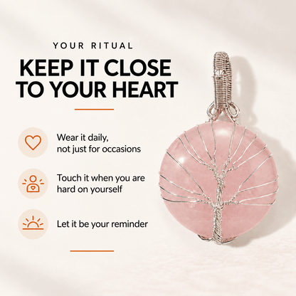 Rose Quartz Tree of Life Pendant - Self-Love Crystal Gift