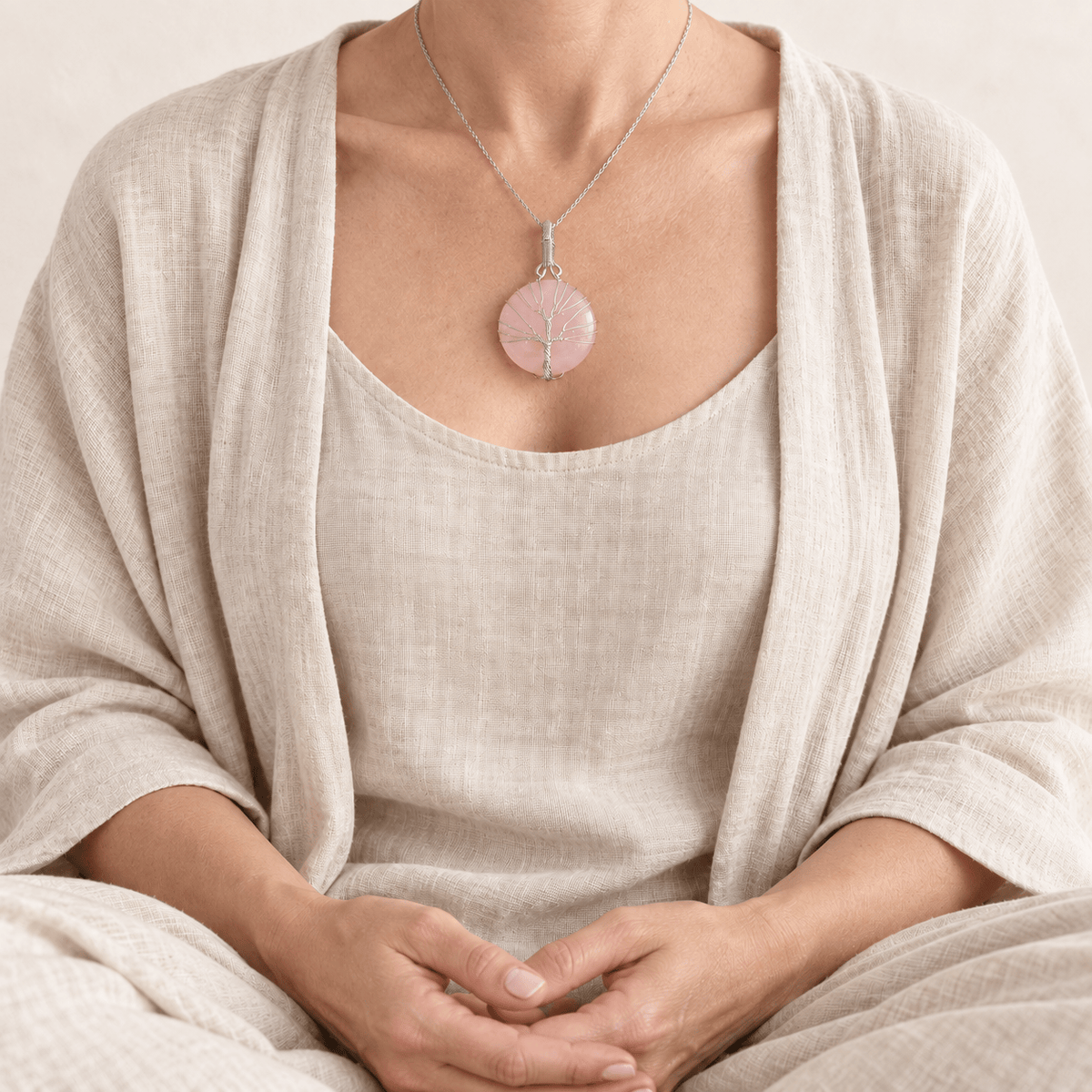 Rose Quartz Tree of Life Pendant - Self-Love Crystal Gift