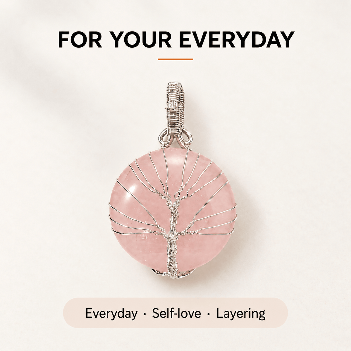 Rose Quartz Tree of Life Pendant - Self-Love Crystal Gift
