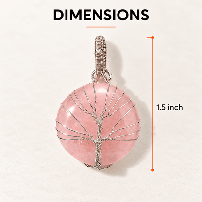 Rose Quartz Tree of Life Pendant - Self-Love Crystal Gift