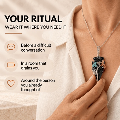 Black Obsidian Arrowhead – 7 Chakra Necklace Pendant