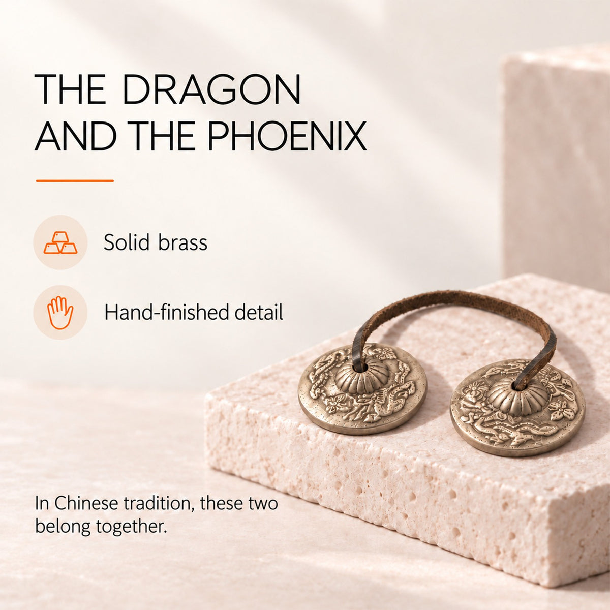 Dragon Phoenix Tingsha Cymbals – Brass Meditation Sound Tool