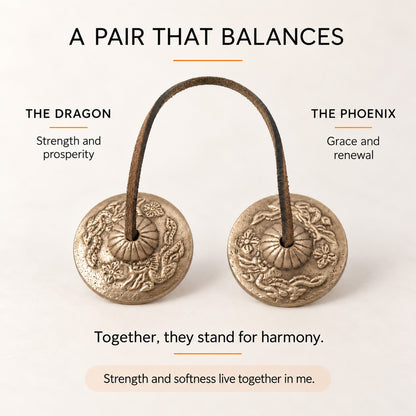 Dragon Phoenix Tingsha Cymbals – Brass Meditation Sound Tool