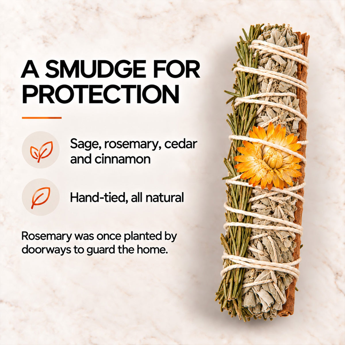 Botanical Smudge Stick – Sage Herb Bundle for Space Cleansing