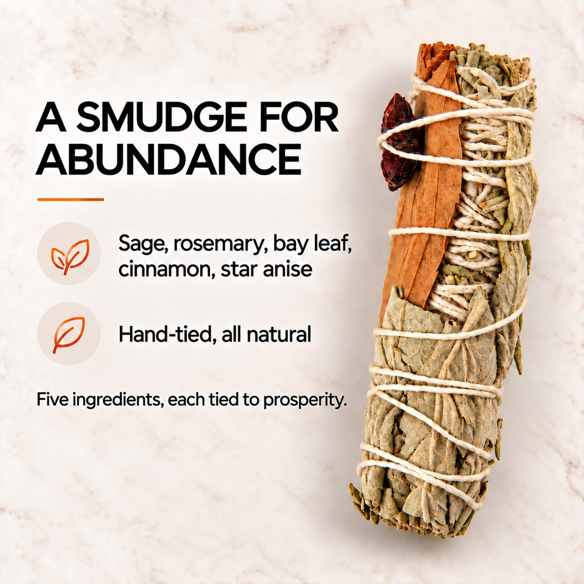 Botanical Smudge Stick – Sage Herb Bundle for Space Cleansing